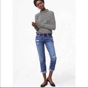 Ann Taylor LOFT Distressed Boyfriend Jeans Medium Wash - 8